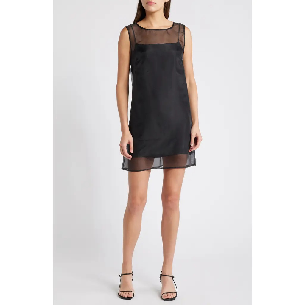 Reformation Vina Sheer Overlay Minidress in Black at Nordstrom Rack, Size 4 | Nordstrom Rack