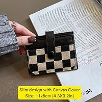 TURBOOST Cute Slim Card Holder Canvas Front Pocket Checkered Wallet, Small Credit Card Case for W... | Amazon (US)