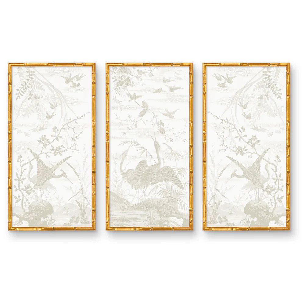 Crane Bird Panel Trio | Urban Garden Prints