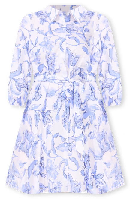 MSK Plus Size Printed Cotton Tie-Waist Shirtdress - Macy's | Macy's