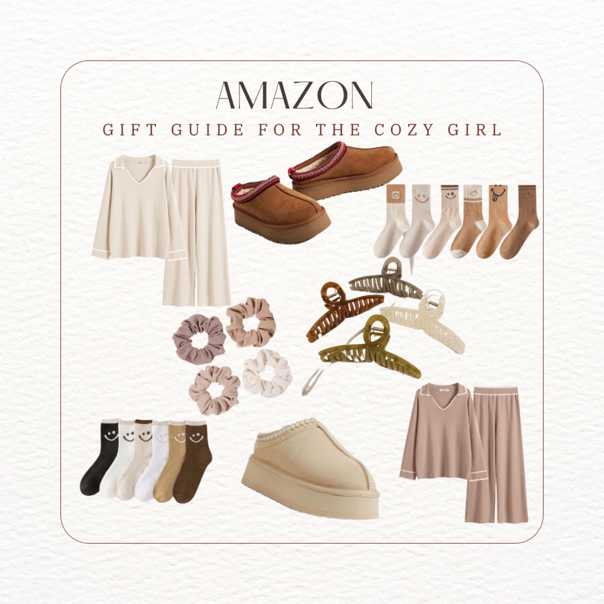For the Cozy weather 🤎🤍🖤

Cozy, comfy, pants set, neutral set, ugg dupes, claw clips, smiley socks, socks, scrunchies 

#LTKSeasonal #LTKCyberWeek #LTKGiftGuide
