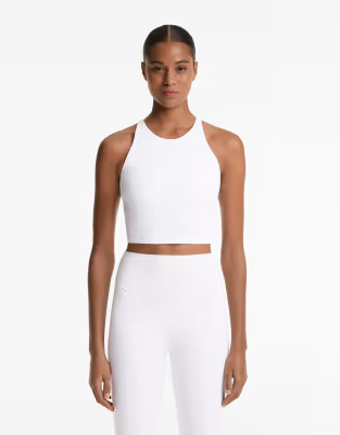 OYSHO Comfortlux strap tank top with cups in off-white | ASOS (Global)