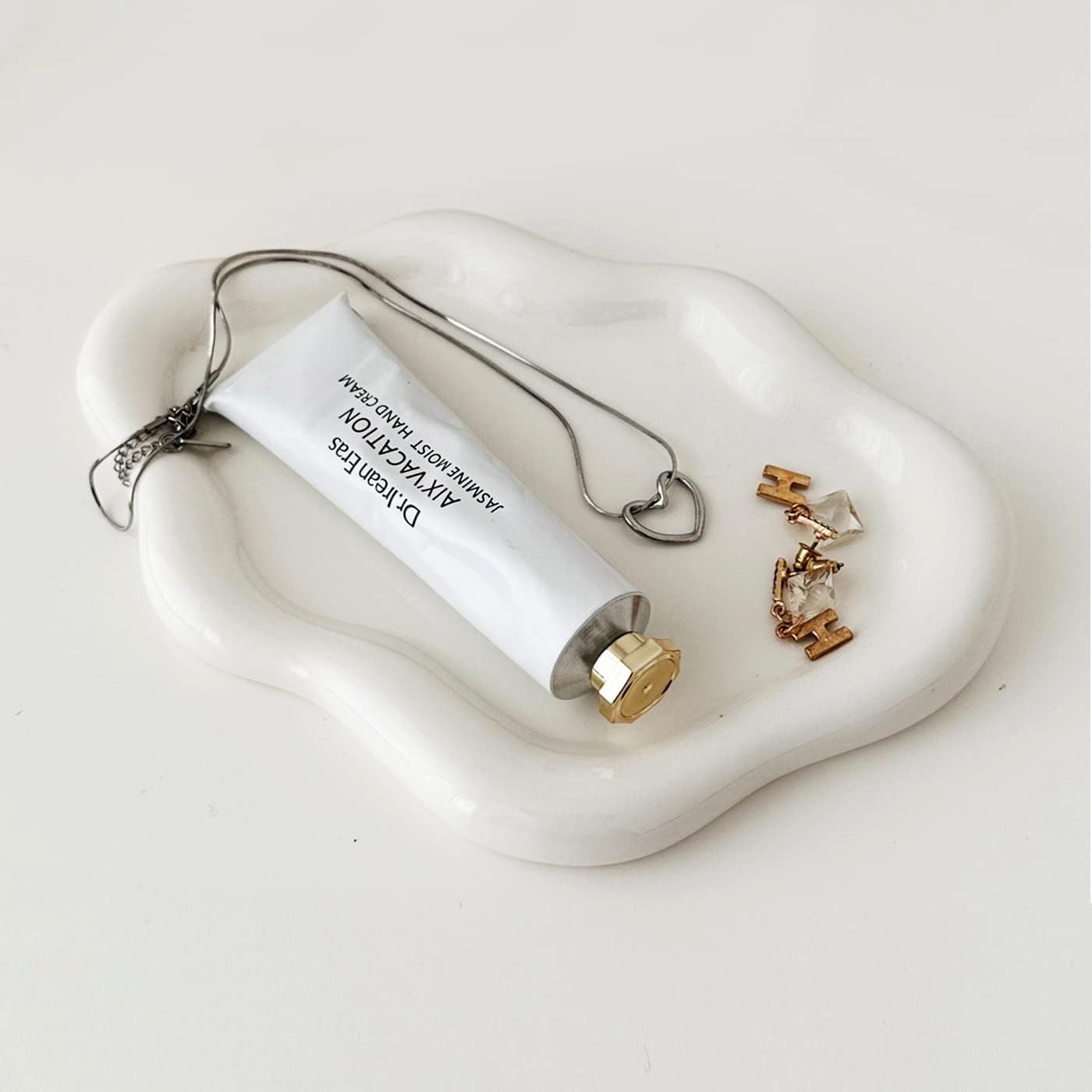 Jewelry Dish Trinket Tray for Women, Ring Dish Holder, Unique Cloud Shape Ceramic Plate Cute Thin... | Amazon (US)