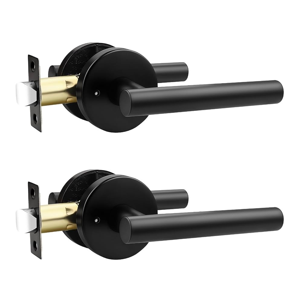Orger 2 Pack Black Door Handles Interior, Privacy Matte Black Door Handles for Bedroom and Bathro... | Amazon (US)
