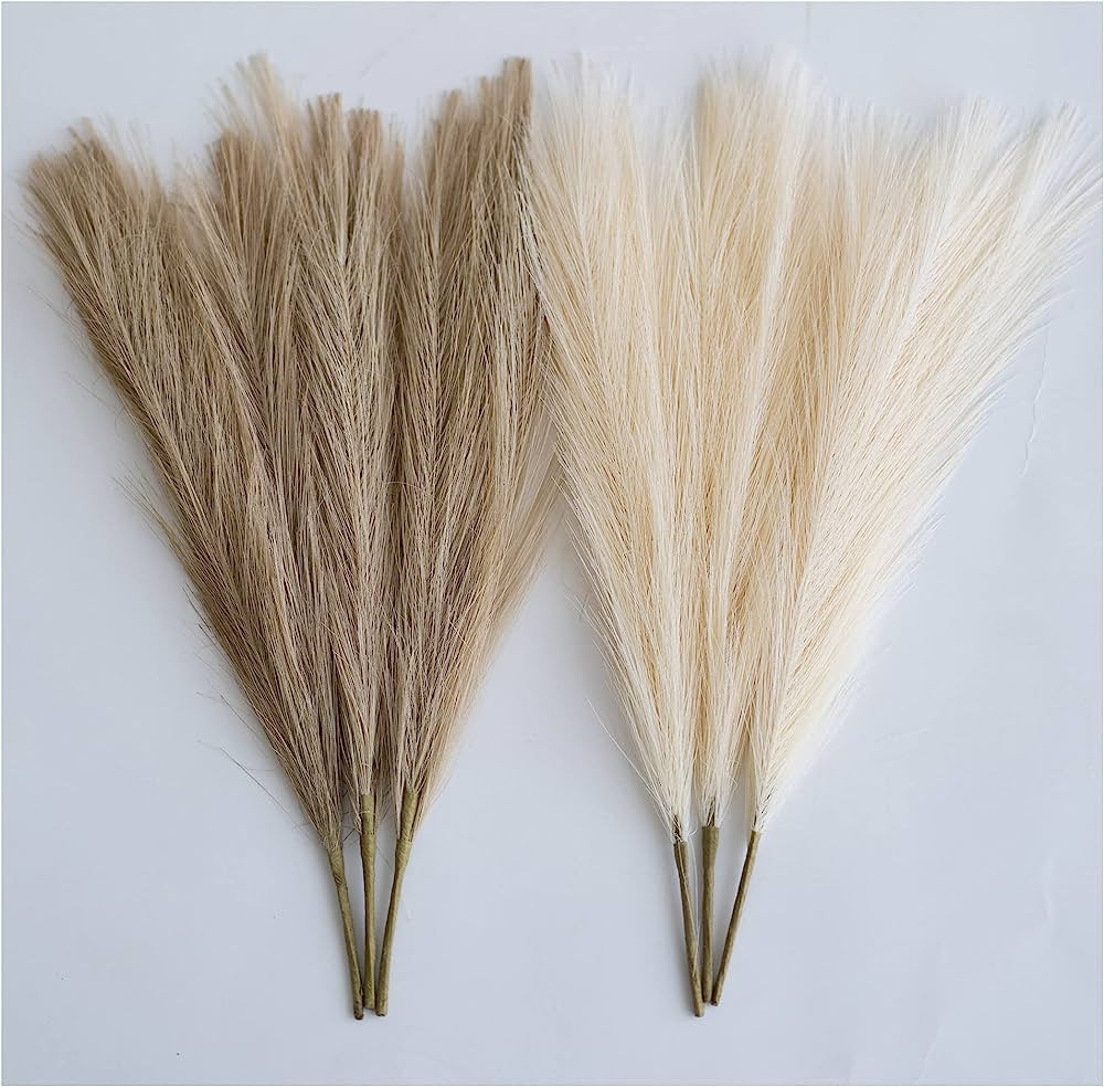 ChagoArt-Pampas Grass Decor Tall-Faux Pampas Grass Small 17"-6 Stems-Beige and Taupe-Brown-Pompas... | Amazon (US)