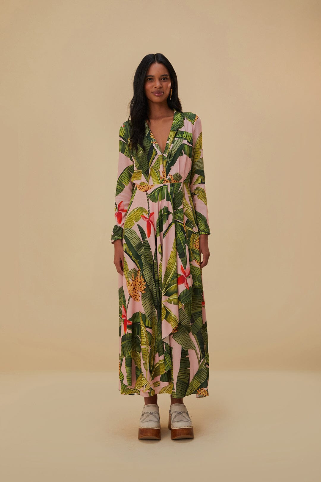 Pink Banana Leaves Maxi Dress | FarmRio (US)