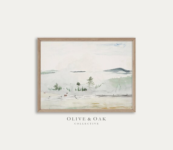 Rustic Watercolor Painting / Deer Landscape Painting / Cabin | Etsy Canada | Etsy (CAD)