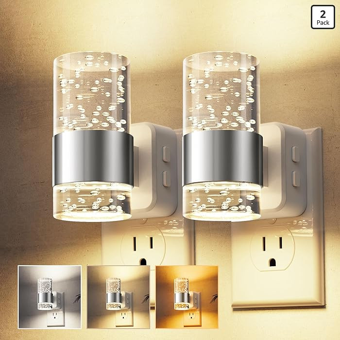 L LOHAS LED Night Lights Plug into Wall 2 Pack, Dimmable Night Light with Dusk-to-Dawn Sensor, So... | Amazon (US)