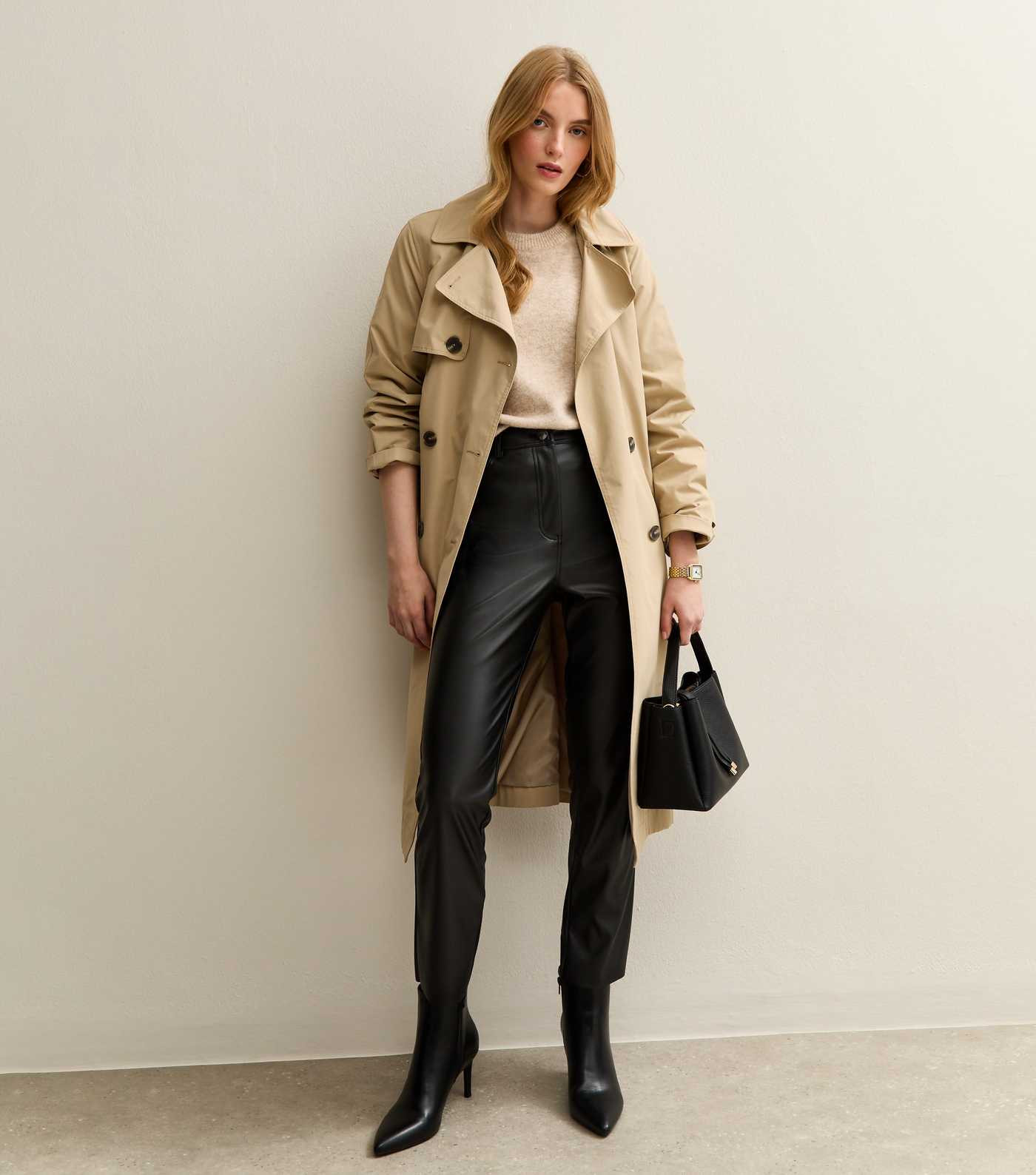 Black Faux Leather Straight Leg Trousers | New Look | New Look (UK)