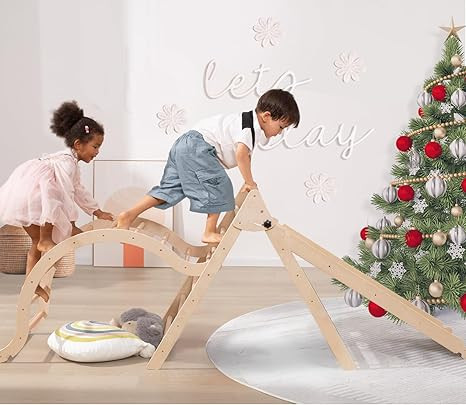 Giant bean Large Foldable Pikler Triangle Set with Sliding Ramp & Climbing Arch Ramp, 5-in-1 Wood... | Amazon (US)