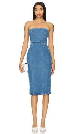 Vanda Midi Dress in Vintage Blue | Revolve Clothing (Global)
