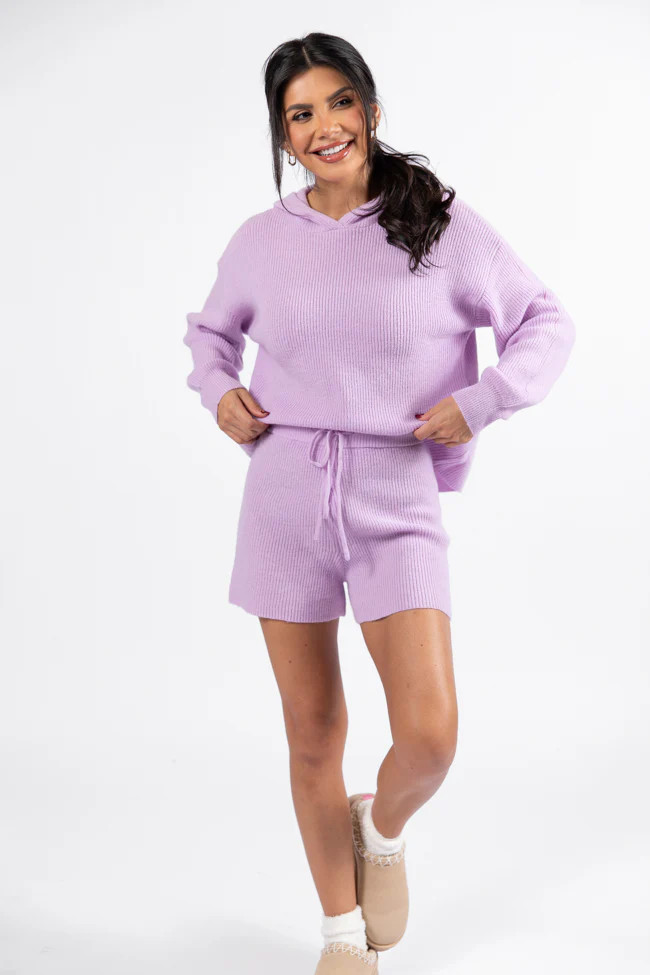 Cloud Chaser Lilac Sweater Knit Shorts DOORBUSTER | Pink Lily
