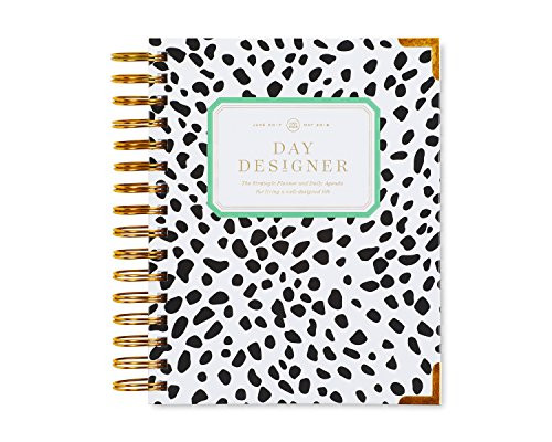 Day Designer Midyear 2017-2018 Mini Edition Daily Planner, 6.625" x 8.3", Black Spotty | Amazon (US)