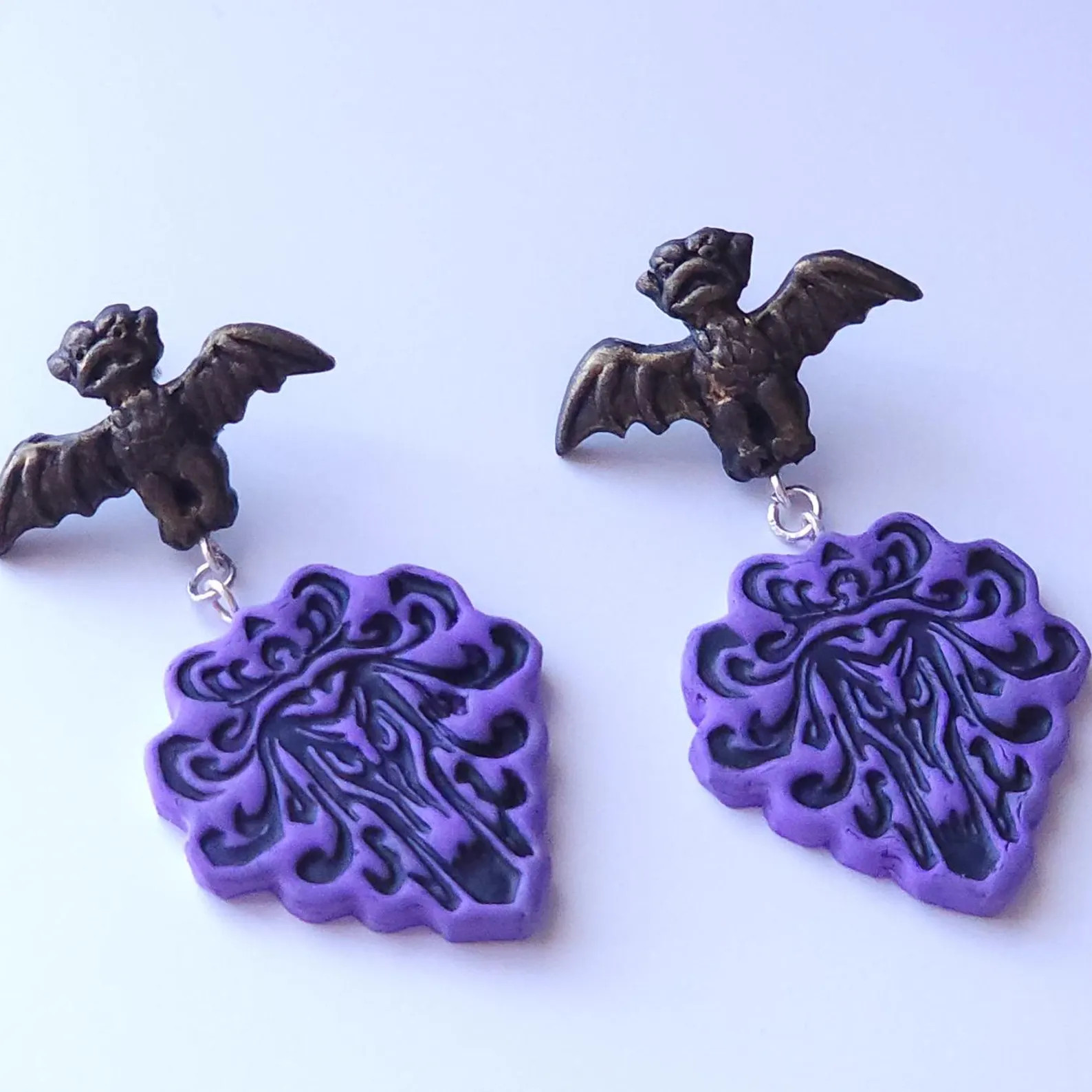 Haunted Mansion Earrings - Wallpaper and Bat Dangle Earrings - Made to Order - Etsy | Etsy (US)