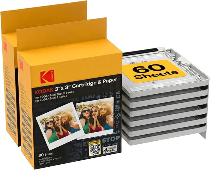 KODAK 4PASS 3x3" All-in-One Cartridge Refill (60 Sheets) Only Compatible with Mini 3 Retro/Era an... | Amazon (US)