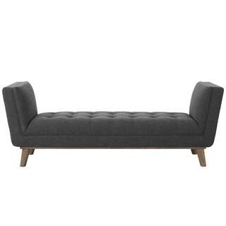 Haven Gray Tufted Button Upholstered Fabric Accent Bench | The Home Depot