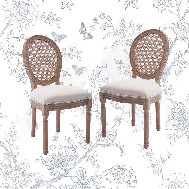 Madelynn King Louis Back Side Chair in Beige/Oak (Set of 2) | Wayfair North America