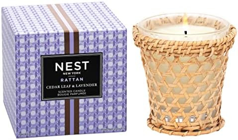 NEST New York Cedar Leaf & Lavender Decorative Rattan Scented Classic Candle, 8 Ounces | Amazon (US)