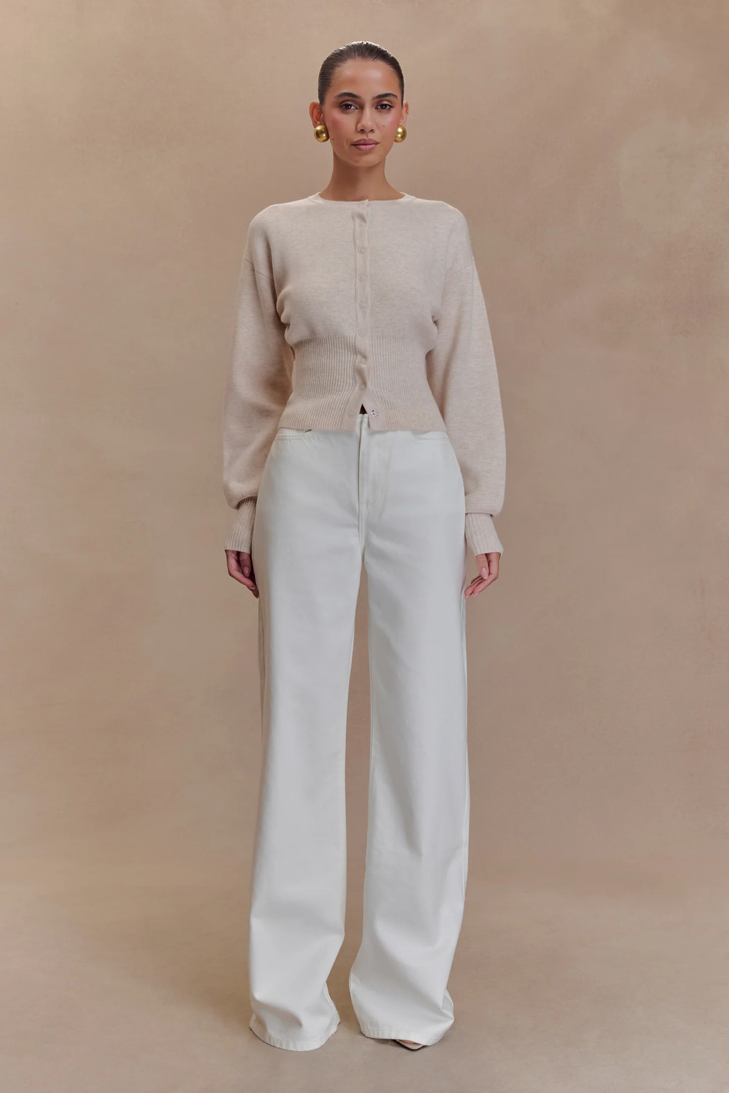 Ferne Button Up Knit Cardigan - Oat Marle | MESHKI US