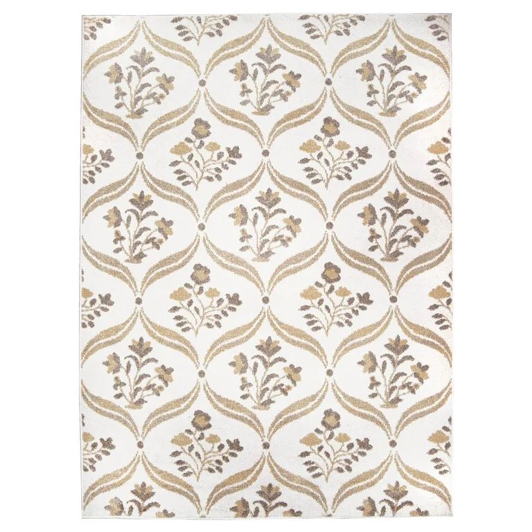 My Texas House Willow 7'10" x 9'10" White Floral Indoor Area Rug | Walmart (US)