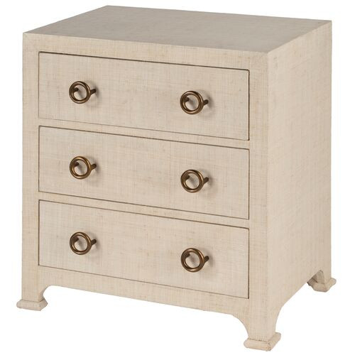 Kos 3-Drawer Raffia Nightstand, Natural | One Kings Lane