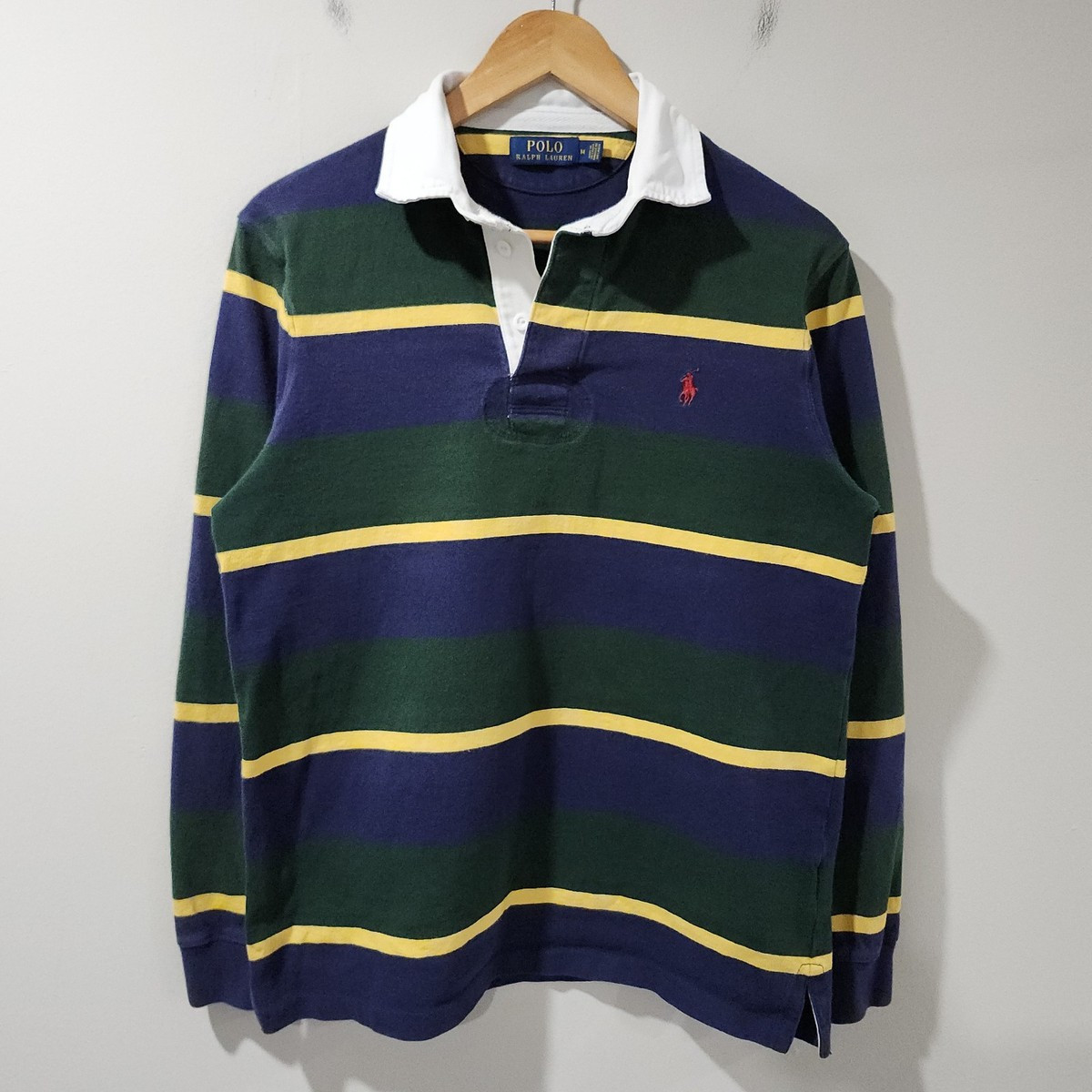 Vintage Polo Ralph Lauren Rugby Collared Striped Colorblock Long Sleeve Medium  | eBay | eBay US