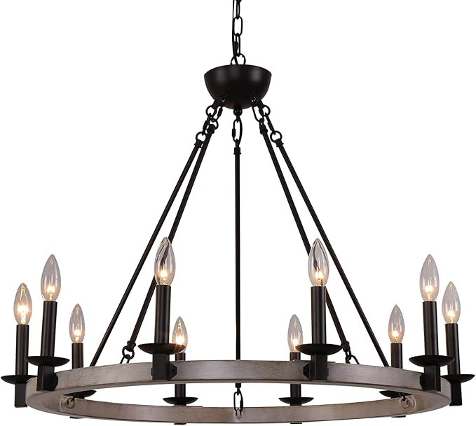 Q&S Large Wagon Wheel Chandeliers,Rustic Industrial Country Antique Farmhouse Chandelier for Dini... | Amazon (US)