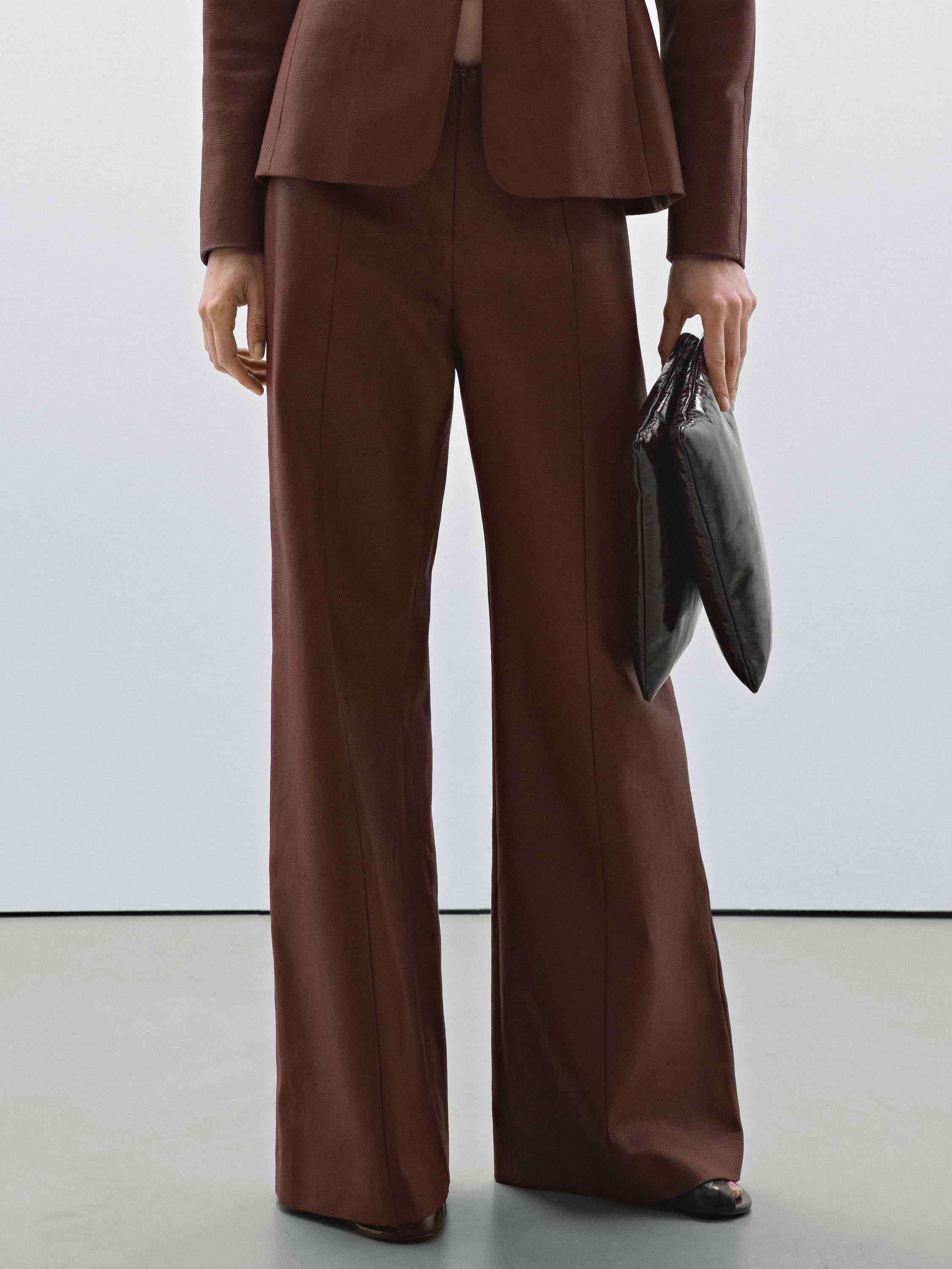 Wide-leg trousers with seam details - Studio | Massimo Dutti US