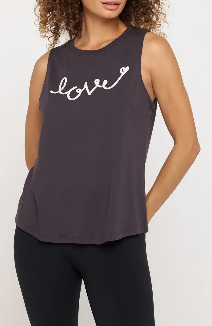 Spiritual Gangster Love Script Jade Cotton Blend Muscle Tank | Nordstrom | Nordstrom