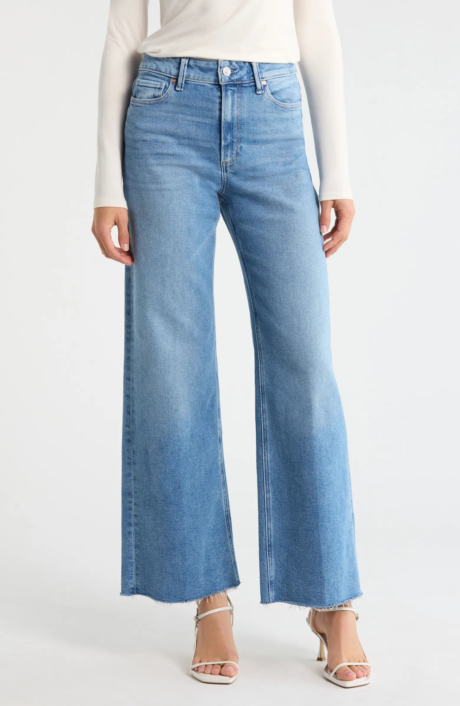Anessa High Waist Raw Hem Wide Leg Jeans | Nordstrom