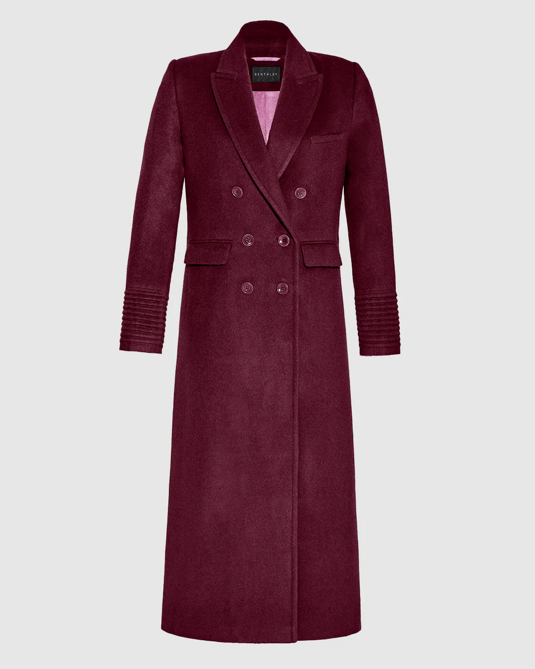 Alpaca Maxi Double Breasted Cherry Lacquer Coat | SENTALER | Sentaler
