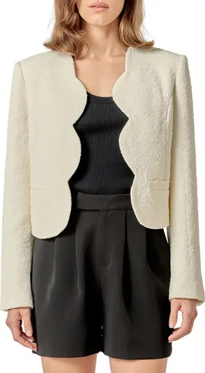 Scallop Trim Textured Woven Jacket | Nordstrom