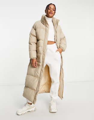 I Saw It First stone longline puffer coat | ASOS (Global)