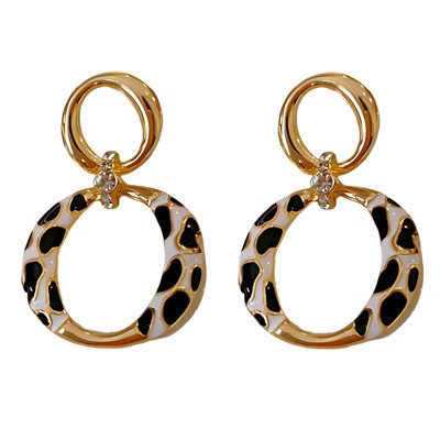 Leopard Circle Drop Earrings for Women Gold Stainless Steel Chunky Hoop Studs Ginger Lyne | Target