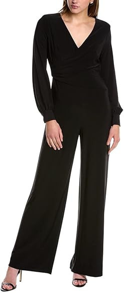 Adrianna Papell womens Long Sleeve Matte Jersey Wide Leg Jumpsuit | Amazon (US)