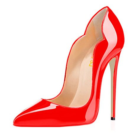FSJ Women Classic Pointed Toe High Heels Sexy Stiletto Pumps Office Lady Dress Shoes Red Size 12 | Walmart (US)