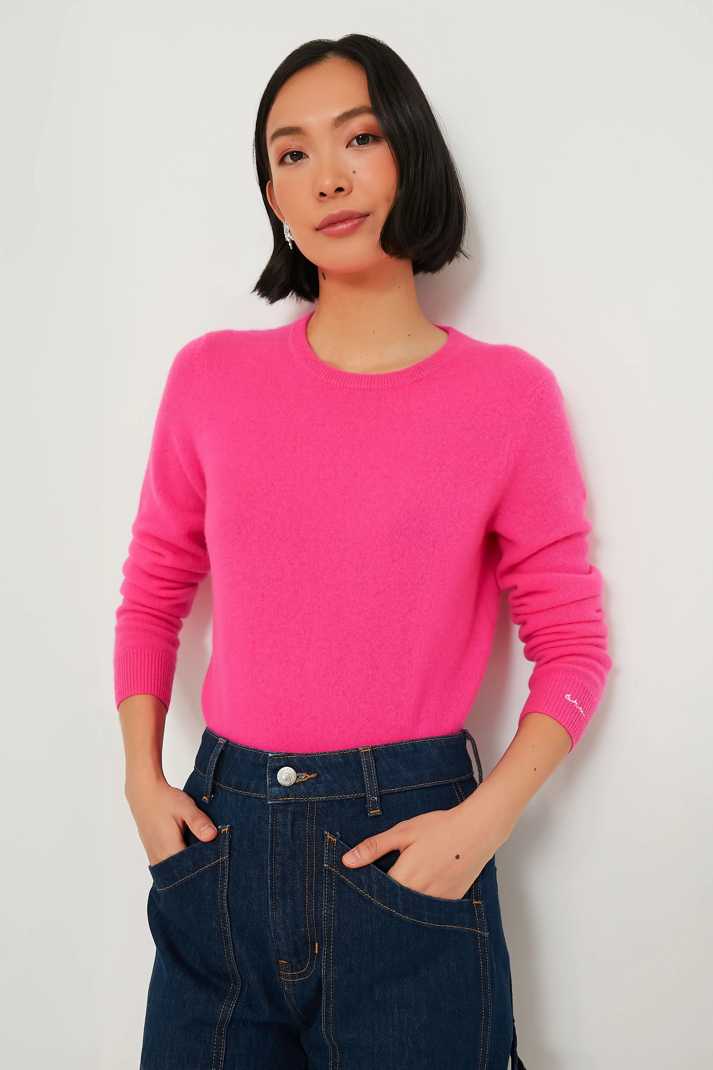 Hot Pink Cashmere Crewneck Sweater | Tuckernuck (US)