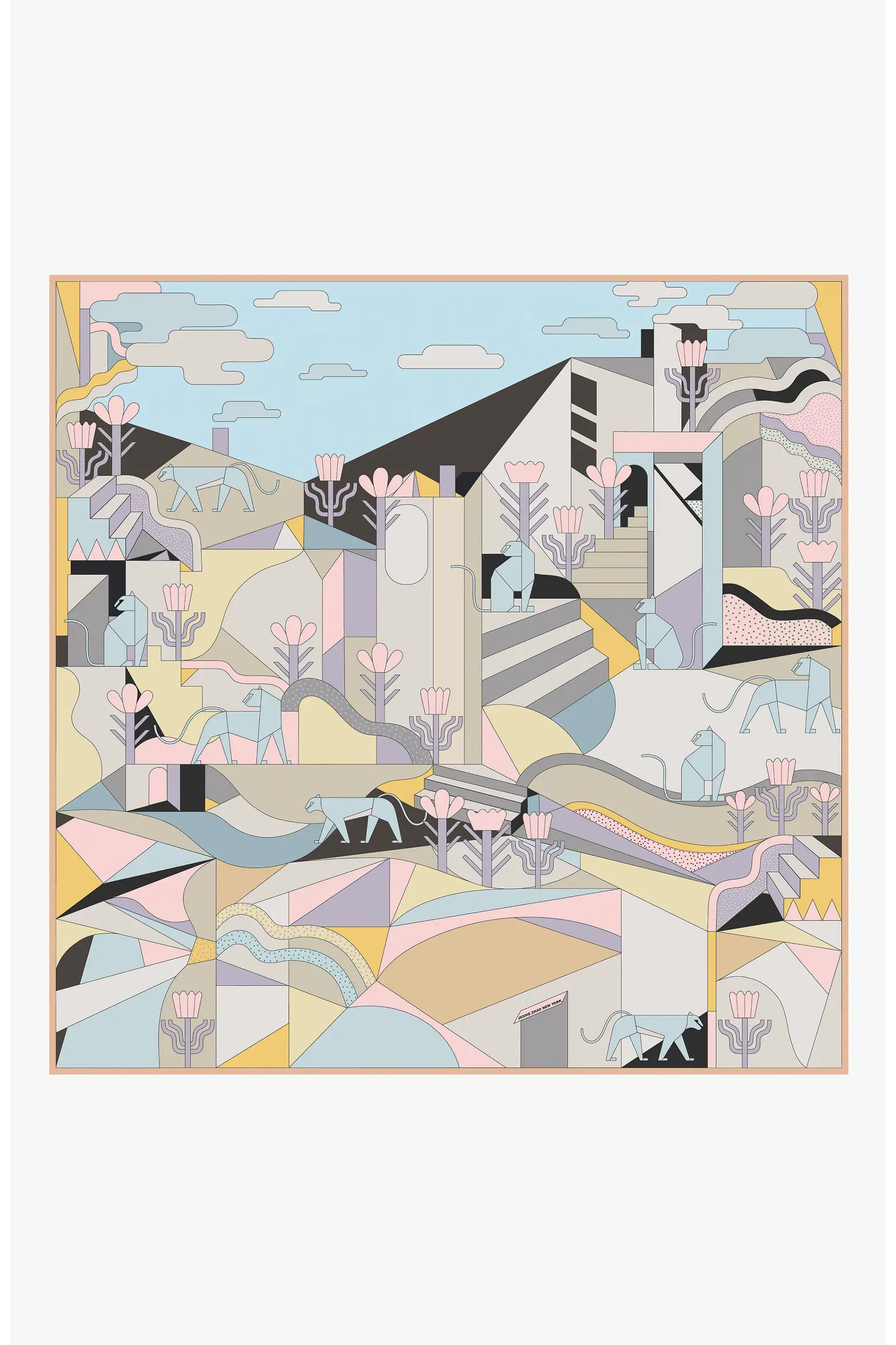 Double Sided Silk Scarf Of Jungle Puzzle (Women) | Nordstrom | Nordstrom