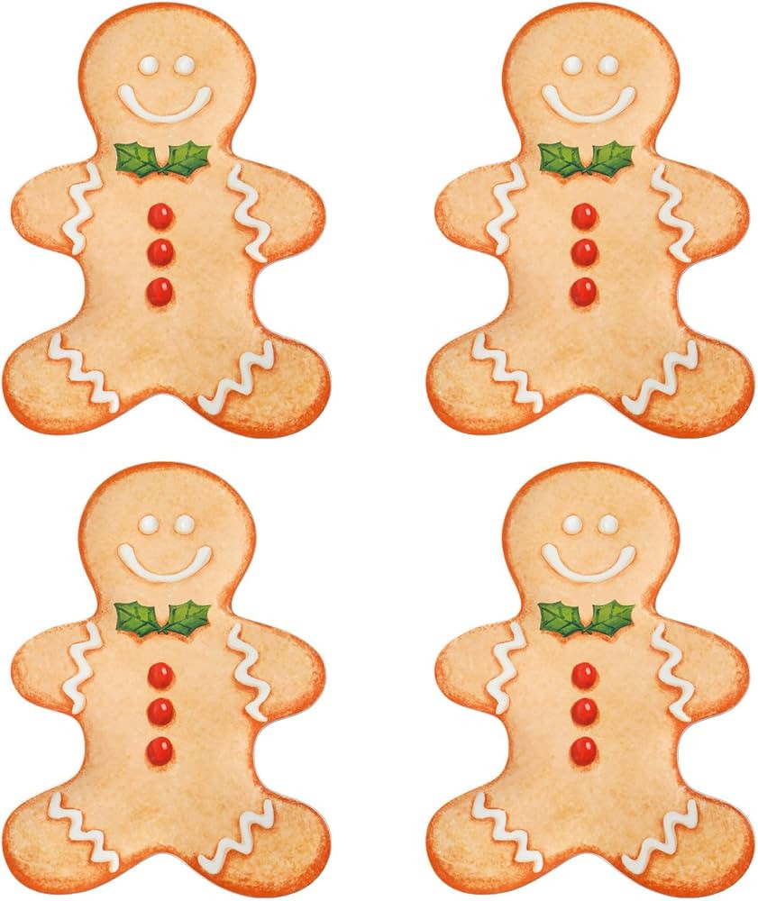 UPware 10 Inch Gingerbread Man Shaped Plates Set of 4 Melamine Salad Plates Appetizer and Dessert... | Amazon (US)