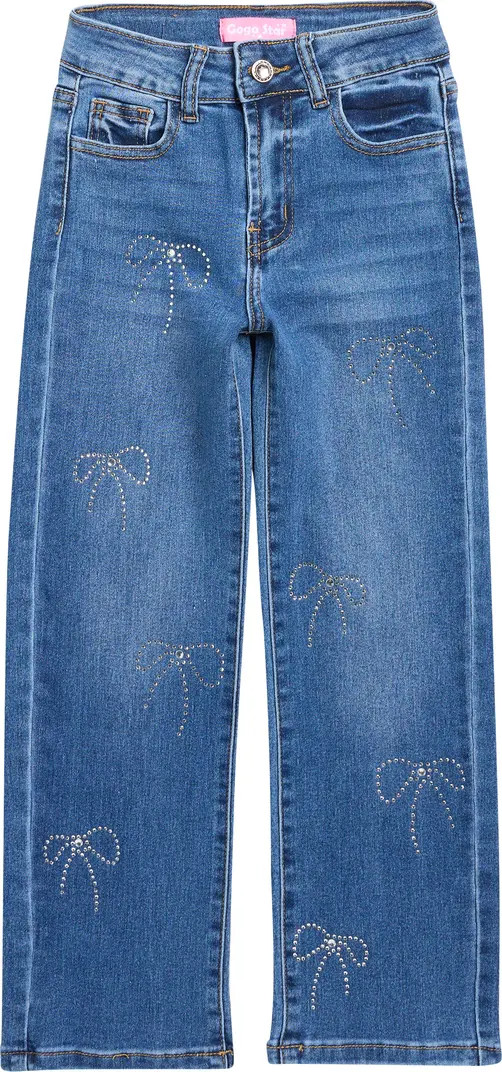 GOGO STAR Kids' Rhinestone Bow Straight Leg Jeans | Nordstromrack | Nordstrom Rack
