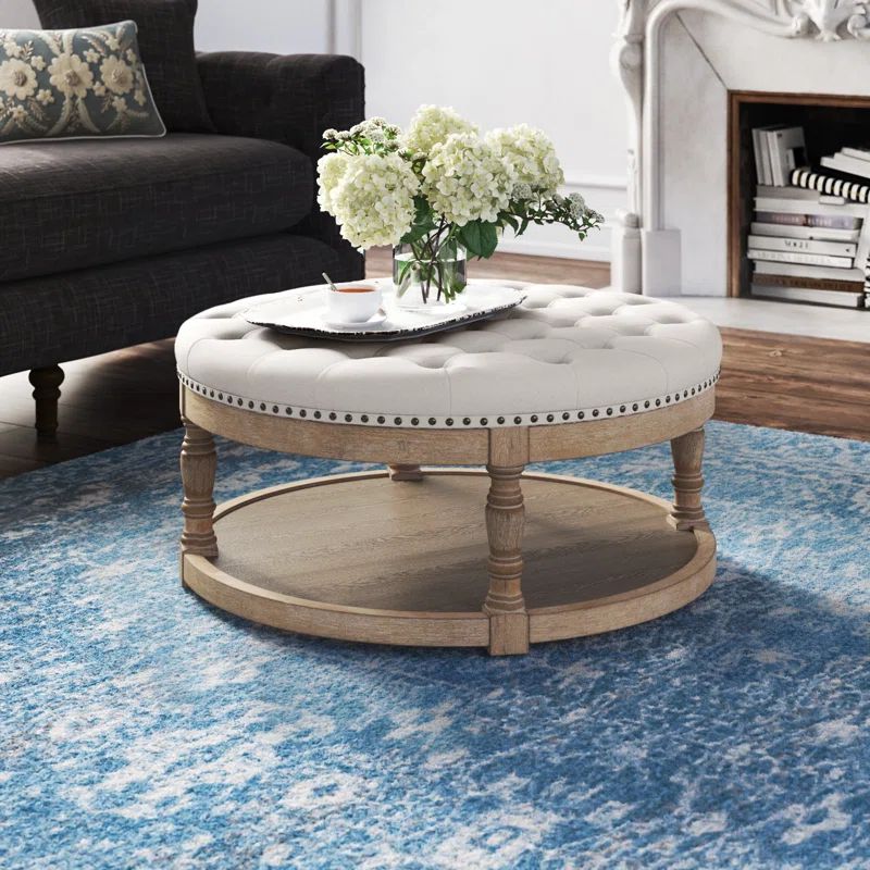 Kat Farmhouse Upholstered Storage Button-tufted Ottoman | Wayfair North America