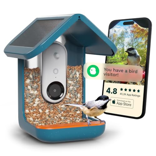 Bird Buddy Solar Smart Bird Feeder with Camera - AI Bird Species Identification, 5MP Photos, 2K HD Video Live Stream Camera, Solar-Powered Charging, 2.8in Focus - Blue | Amazon (US)