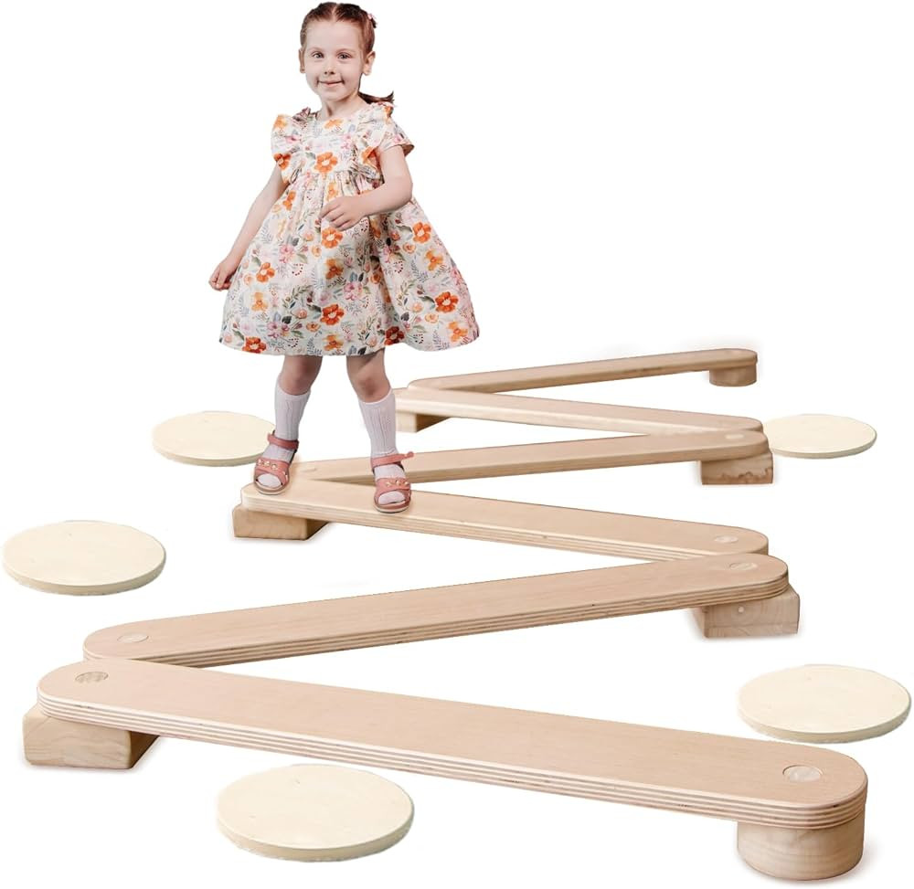 Avrsol Kids Balance Beam Wooden Stepping Stones Montessori Furniture Balance Board For Toddlers K... | Amazon (US)