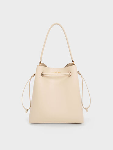 Drawstring Hobo Bag
 - Beige | Charles & Keith US