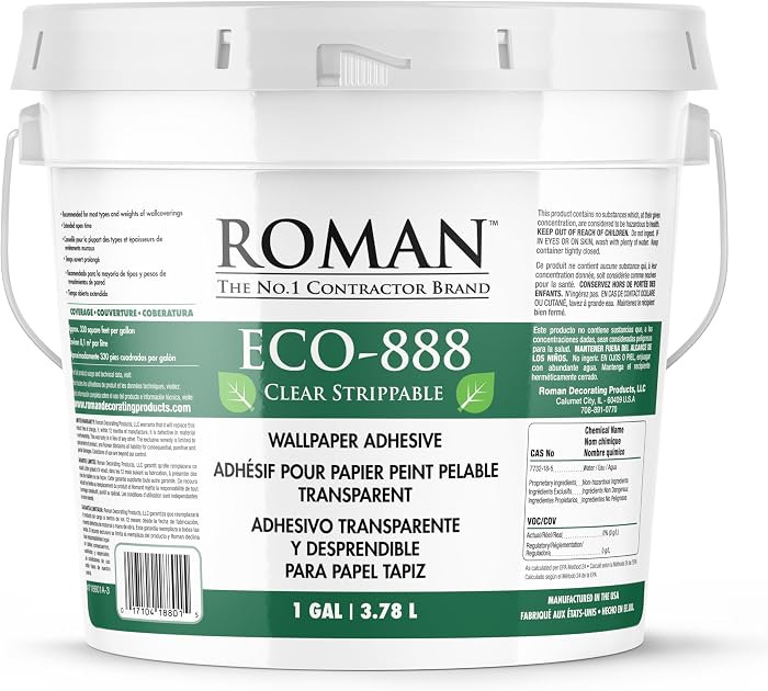 ROMAN\u2019s ECO-888 Clear, Strippable, Wallpaper Adhesive, Easy Installation Glue/Paste, Clear, ... | Amazon (US)