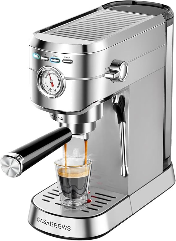 CASABREWS CM5418 Espresso Machine 20 Bar, Compact Espresso Maker with Steam Milk Frother, Stainle... | Amazon (US)