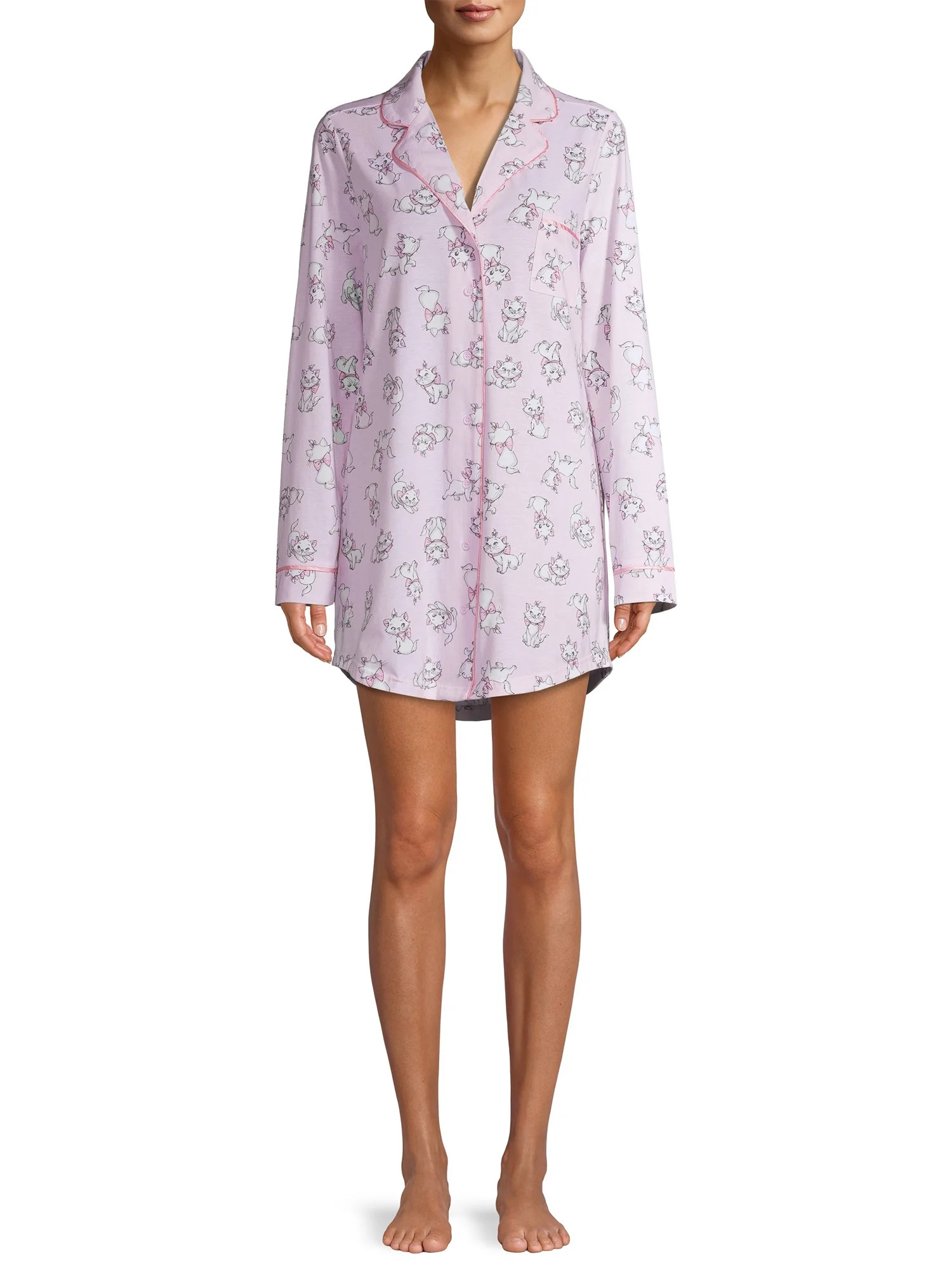 Disney Marie Women's Notch Collar Long Sleeve Pajama Sleepshirt | Walmart (US)