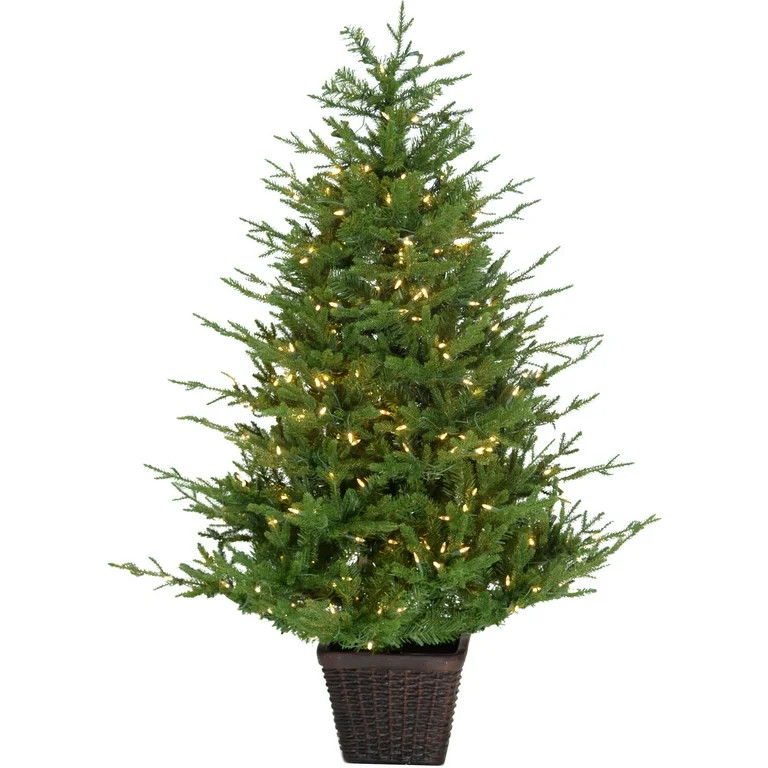 Fraser Hill Farm 3.0-Ft Adirondack Pre Lit Potted Christmas Tree Décor with Warm White LED Light... | Walmart (US)