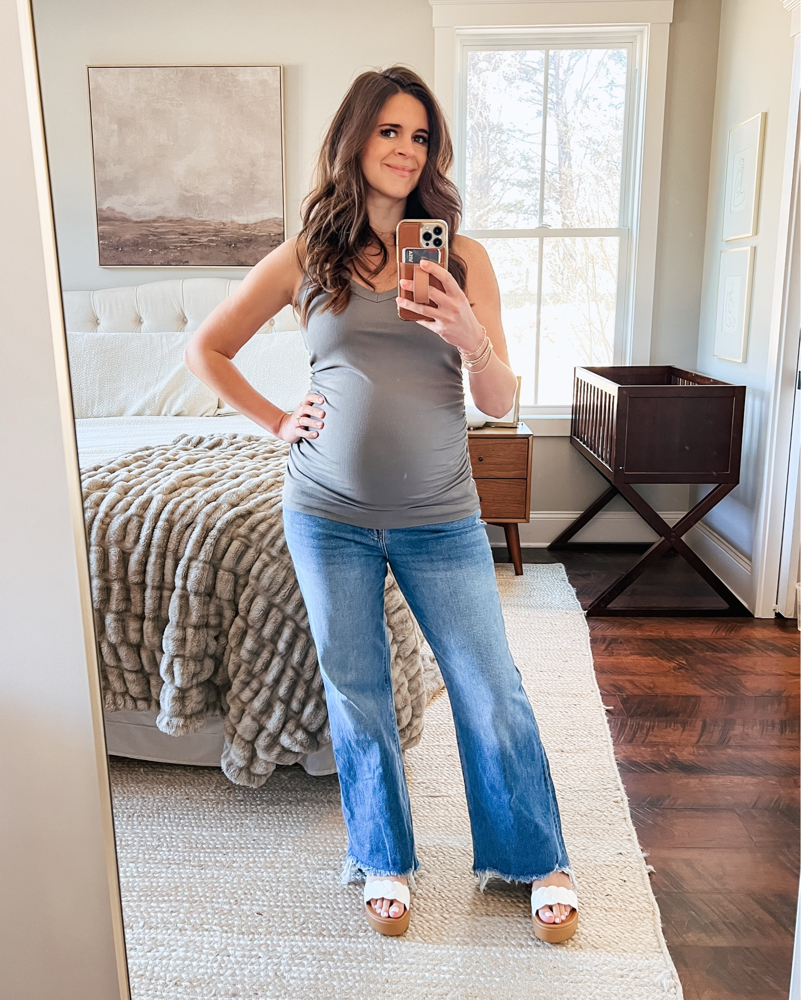 These jeans feel amazing on and I love the fit and style. And a good maternity tank is my fave!!
These croc sandals are so light and comfortable  