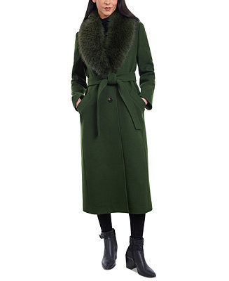 MICHAEL Michael Kors Women's Faux-Fur-Collar Belted Coat - Macy's | Macy's